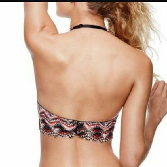 NWT Vs Pink Sz S Lace Aztec Print Halter Bralette - Picture 2 of 8